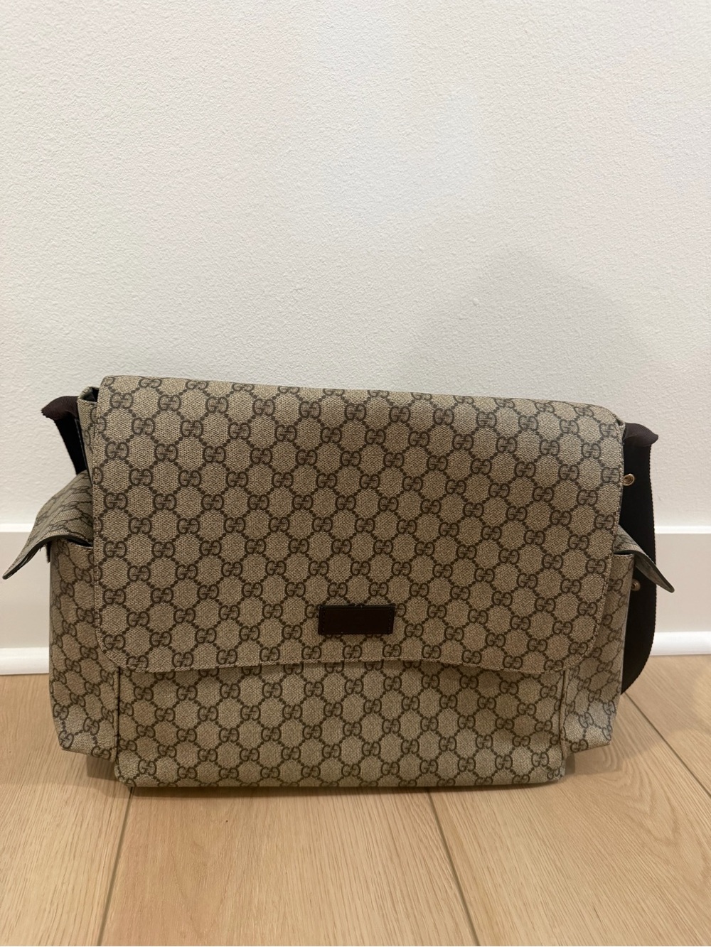 Gucci Beige Brown GG Canvas Messenger Baby Bag